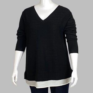 Hilary Radley Mixed Media Black Sweater - Size XXL